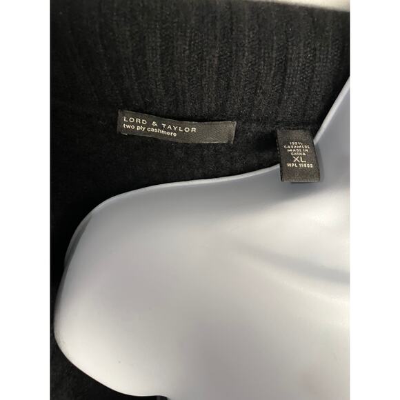 Lord & Taylor 100% Two-Ply Cashmere Cardigan Sweater Black XL Soft - Picture 4 of 7